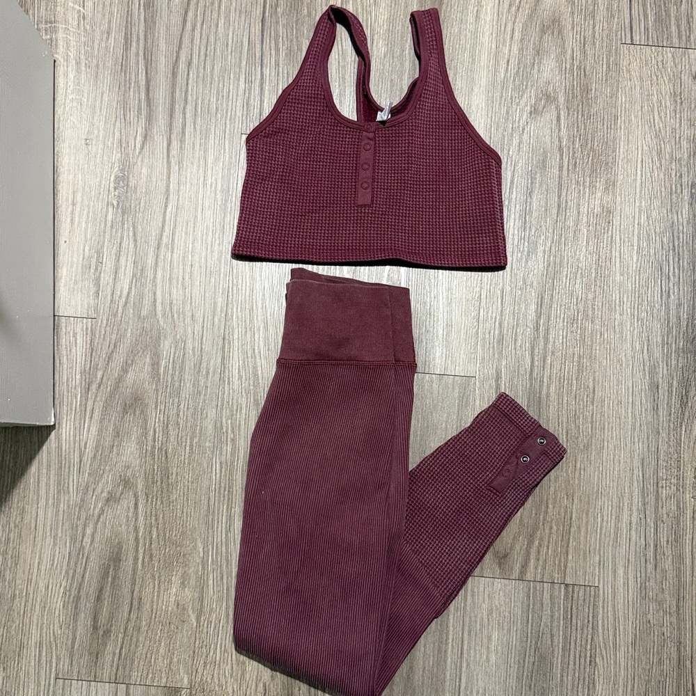 Aerie Burgundy Ribbed Set